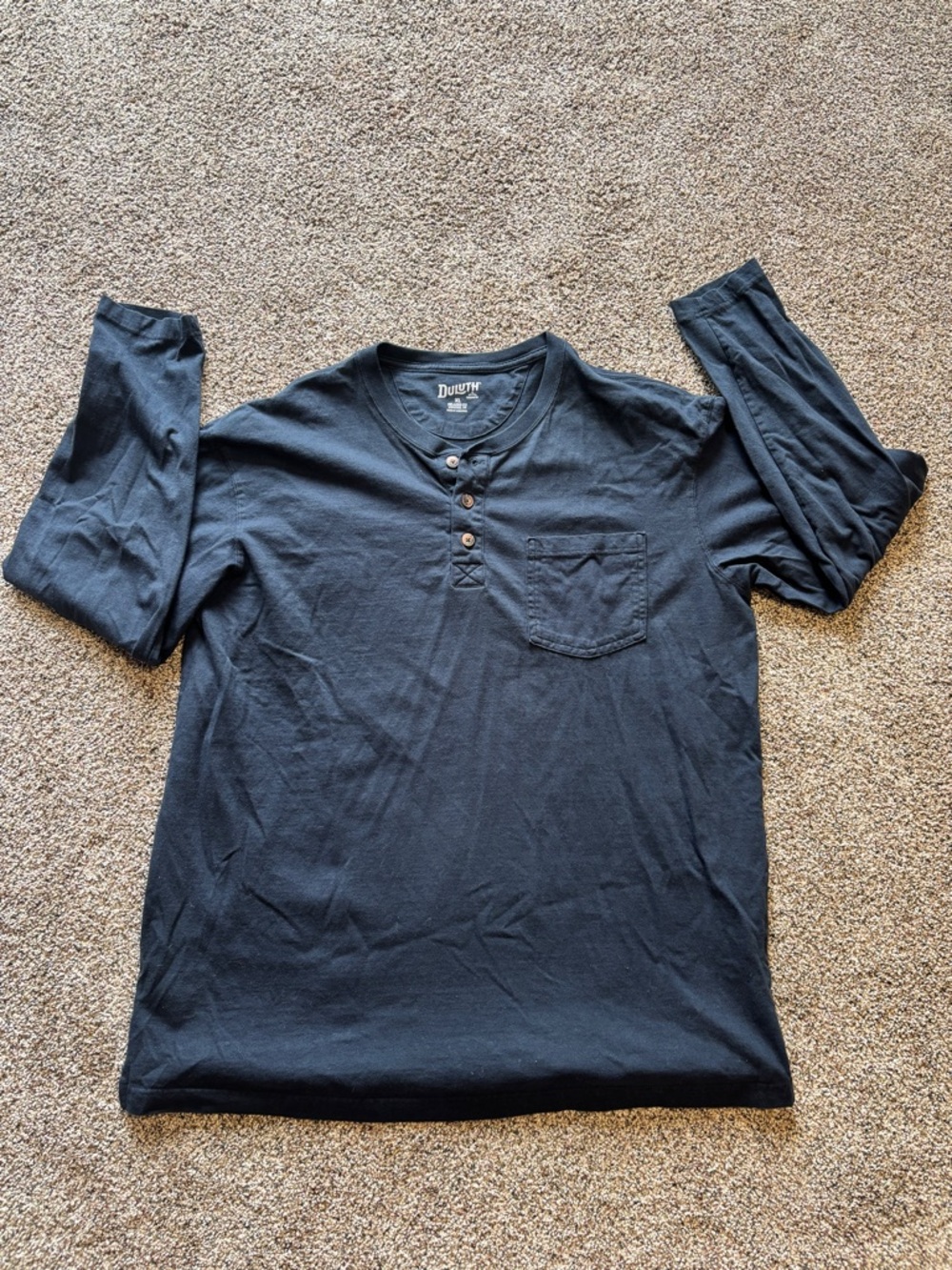 Duluth Trading Men's Longtail T Relaxed Fit LS Henley T-Shirt Navy XL